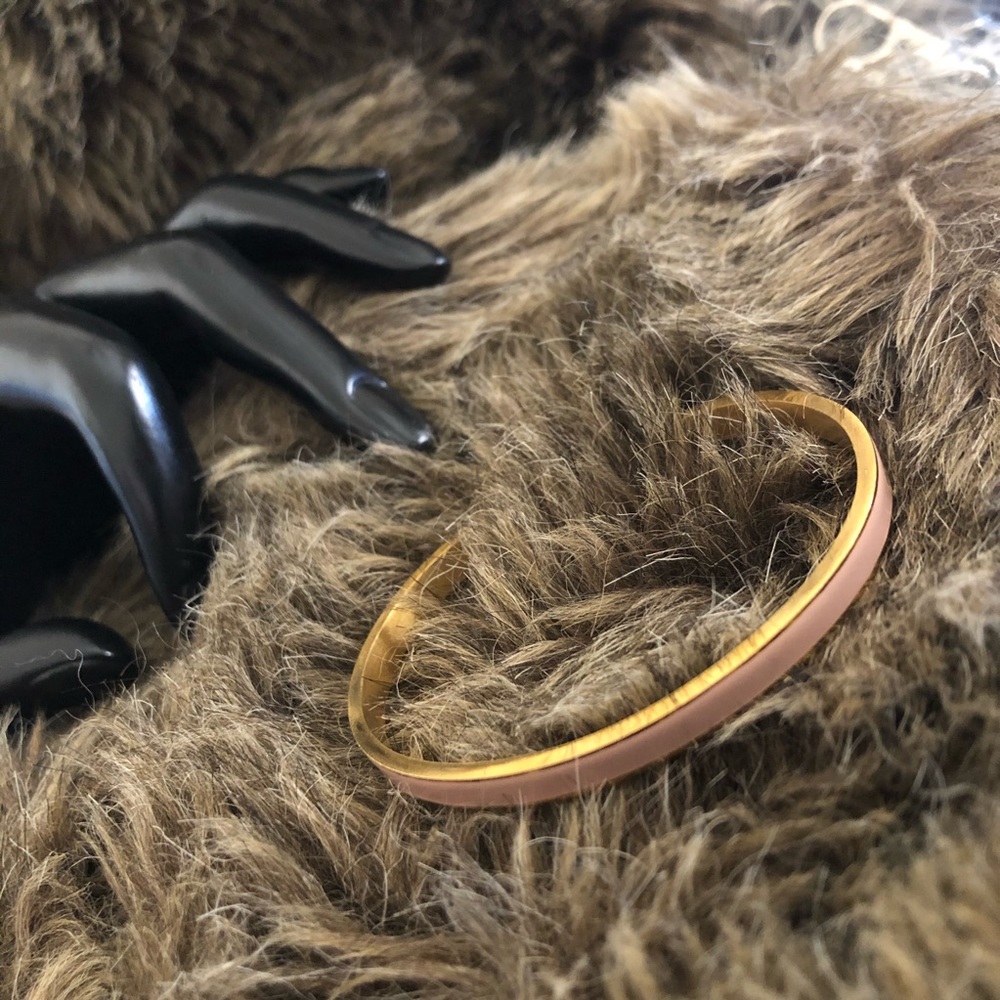 Best friends inscribed mauve enamel gold cuff
